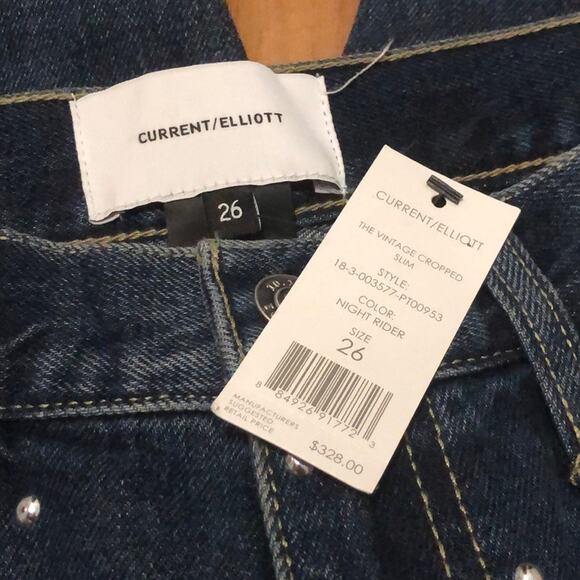 Current/Elliott Cropped Slim Studded Jeans Size 26 - Picture 4 of 5
